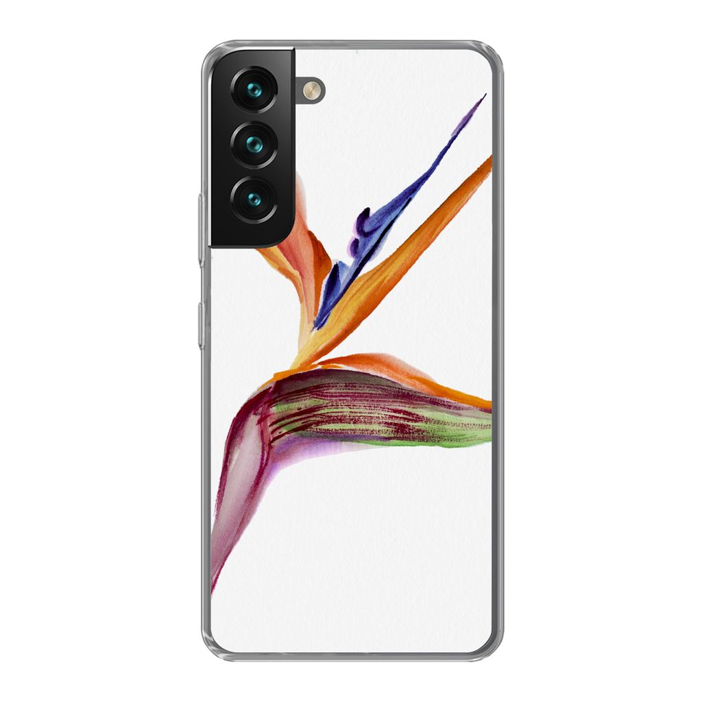 MuchoWow Handyhülle Schutzhülle Hülle für Samsung Galaxy S22 Plus Strelitzia - Aquarell - Blumen Silikon Softcase Handy Hülle - Schutzabdeckung