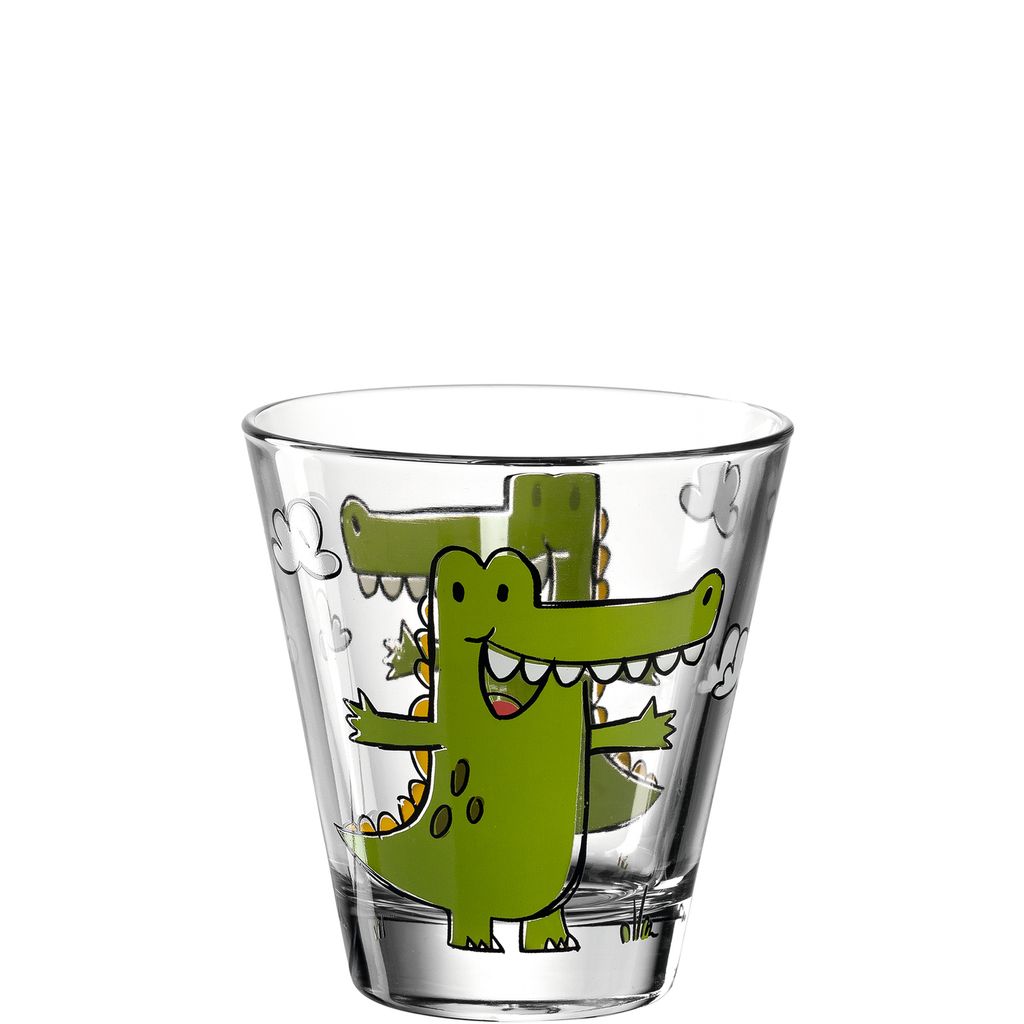 Leonardo Bambini Trink-Glas 6er Set, Kinder-Becher aus Glas mit Tier-Motiv "Krokodil", spülmaschinengeeignete Saft oder Wasser Gläser, 215 ml, 01...