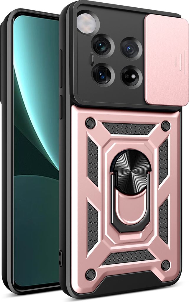 Hülle für OnePlus 12 Magnetische Ring Ständer Halter Dia Kameraschutz TPU Bumper Silikon Schutzhülle Rosa