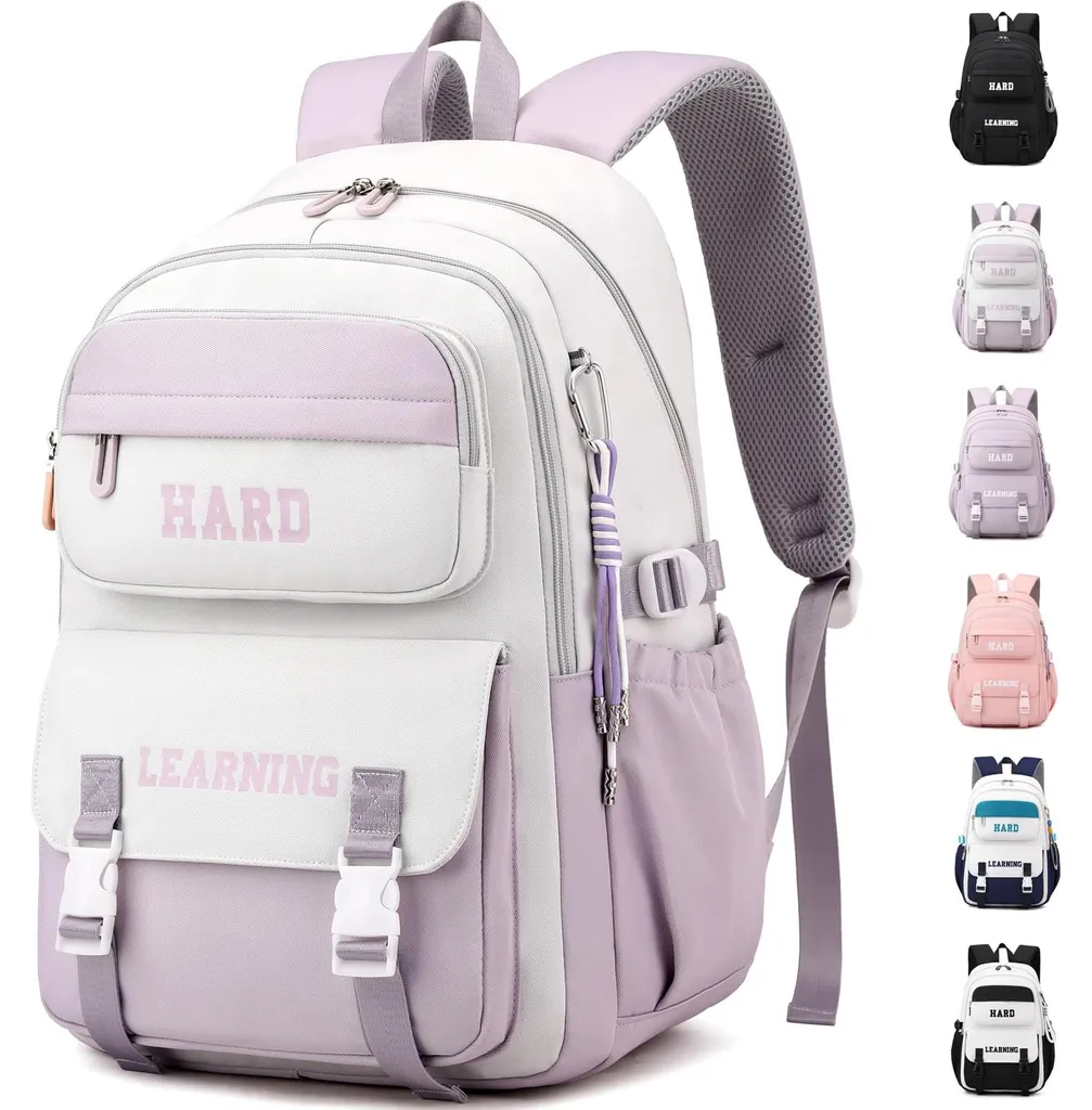 Sac à dos étanche anti-pluie pour fille violet fini les livres mouillés