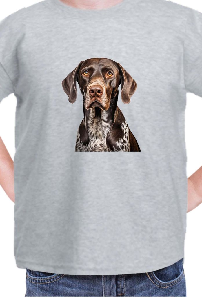 Kinder T-Shirt Dogs Breeds German Shorthaired Pointer Dog Breed 007, 12-13 Jahr - 152 / Grau