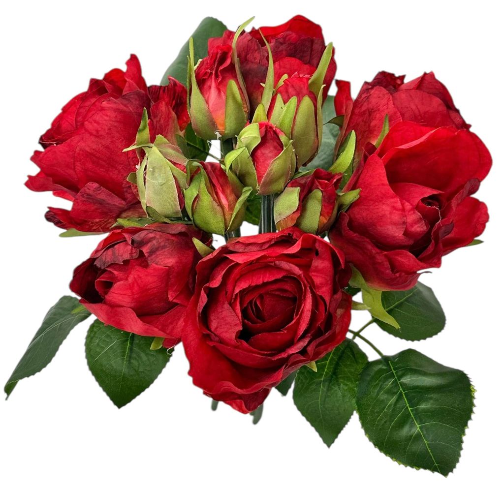 Künstlicher Rosenstrauß – gebunden, üppig & realistisch 30cm Rot