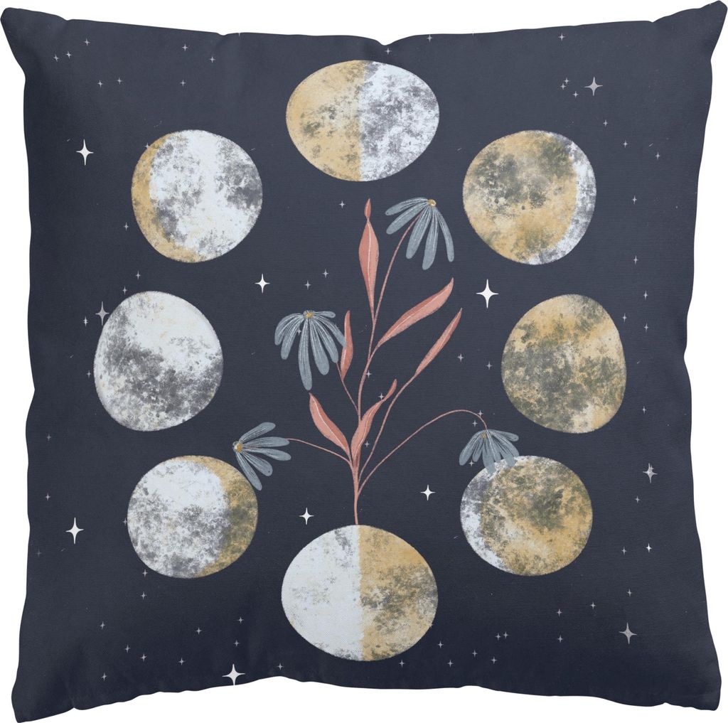 Dekokissen Spirituell draußen / Outdoor Zierkissen waschbar Sternenhimmel blau Illustration Sofakissen mit Füllung