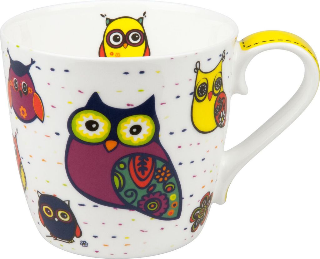 Könitz Colourful Animals Eulen Weiß Becher, Tasse, Produktbild 