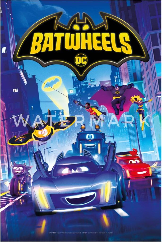 Spreadshirt Batwheels Poster-Design Mit Logo, Helden Und Autos Poster 20x30 cm, One size, Weiß