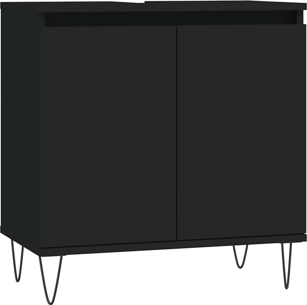 vidaXL Koupelnová skříňka černá 58x33x60 cm Dřevěný Obrázek produktu 