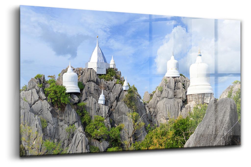 Glasmalerei - Dekorative Malerei - Moderne Malerei - 100x50 - Berggipfel in Chiang Mai