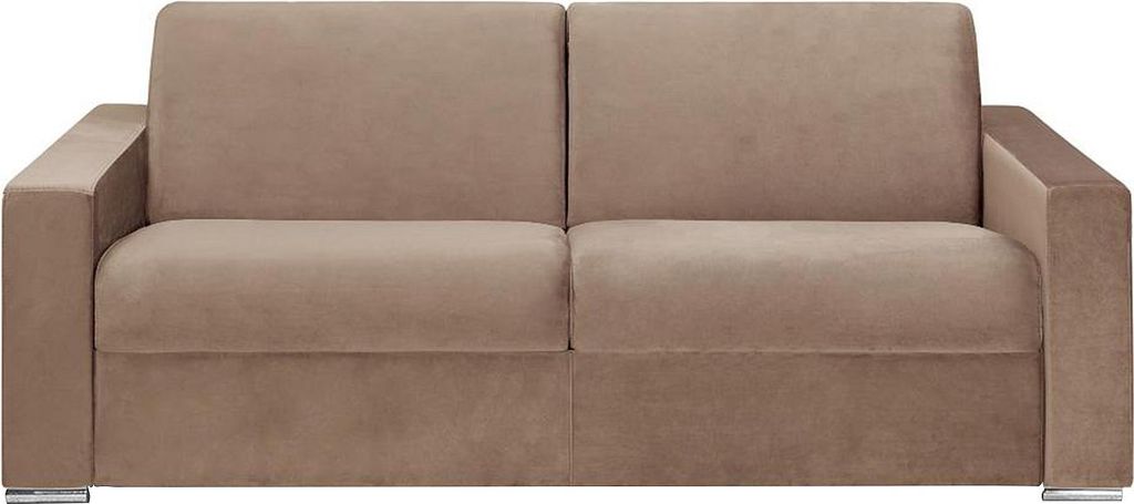 Vente-unique CALITO, Sofabett, Schlafzimmer, Beige, 4 Sitz(e), Beige, Samt