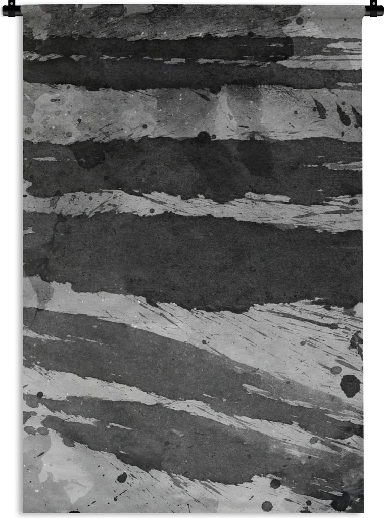MuchoWow Wandteppich Wandbehang Aquarell - Schwarz - Grau 120x180 cm Tapisserie Dekoration Wandtuch - Schlafzimmer - Dekorationen für das Haus