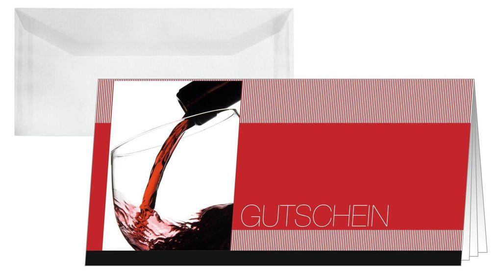 SIGEL DC404 Gutschein-Karten (inkl. transparente Umschläge), Vino Rosso, DIN lang (2/3 A4), 10 Karten