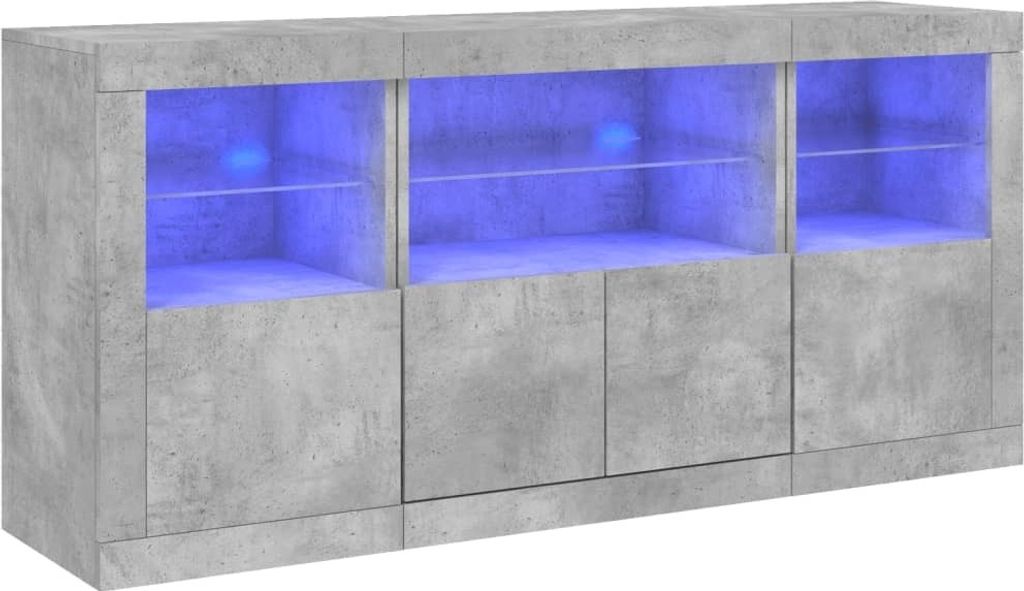 Credenza Con Luci LED VidaXL | Grigio Cemento 60,5x37x100 Cm | Legno Multistrato | USB Alimentato - Foto 4