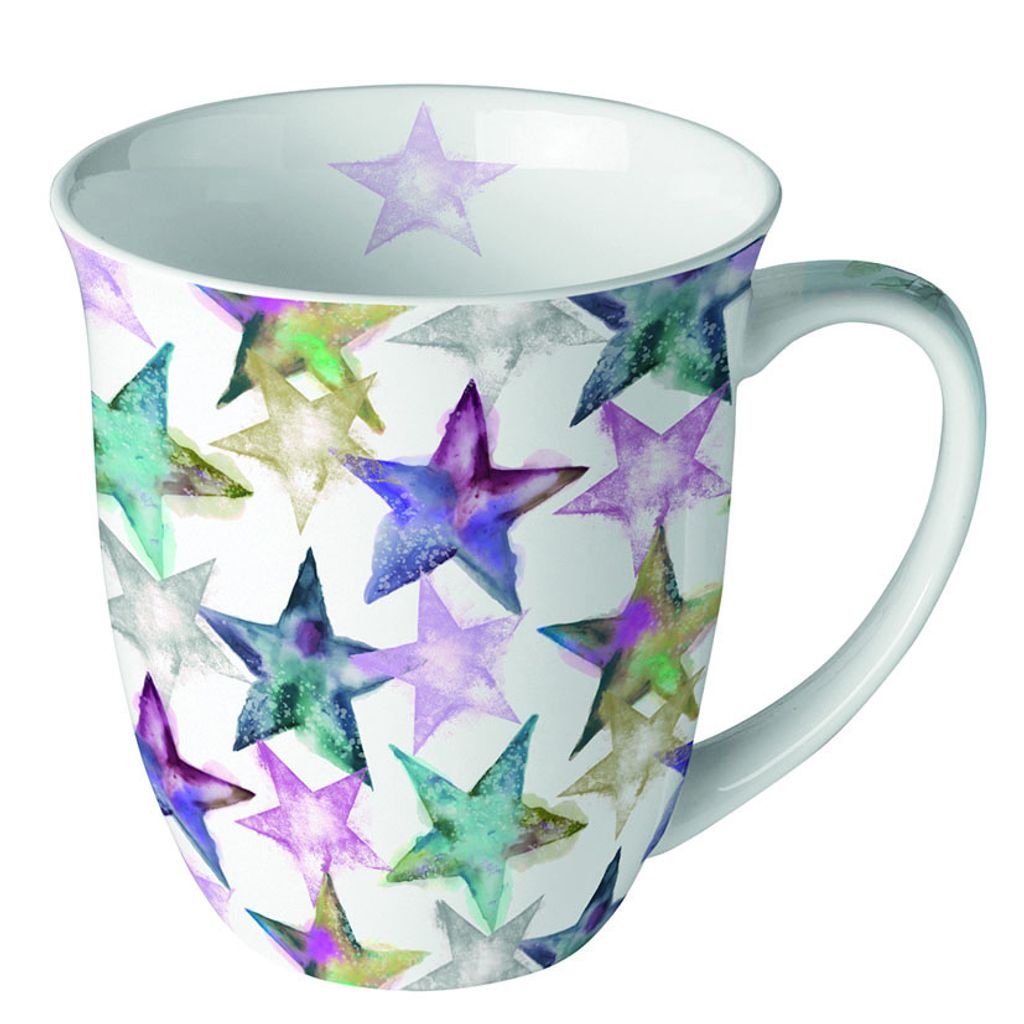 Weihnachten Becher Mug 0.4 L Fine Bone China Ø 10 cm x H 10,5 cm Watercolour stars