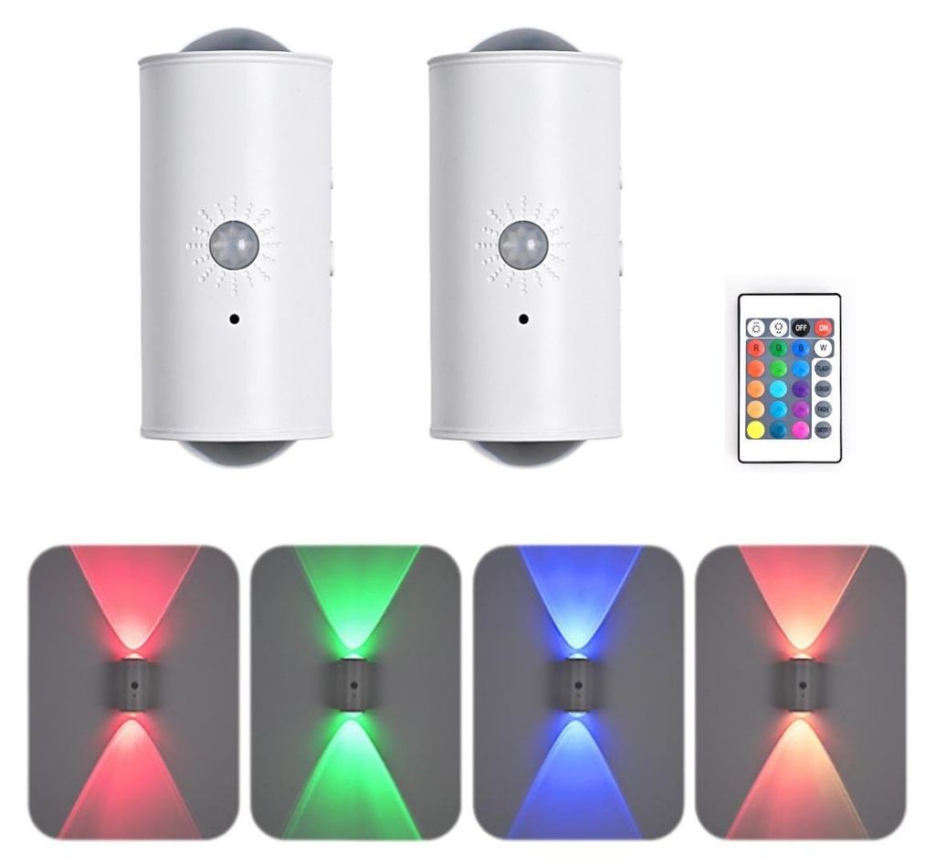 INF Bewegungssensor LED-Wandlicht 2er Set PC magnetisch 16 Farben Flur Weiß