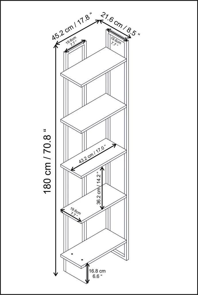 Bibliothèque Alice Noir et Or 180 cm - Structure Robuste et Design Slim - 5
