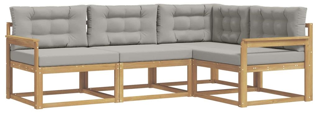 vidaXL Outdoor-Sofagarnitur 3 pcs Weiß und Hellgrau Polyester