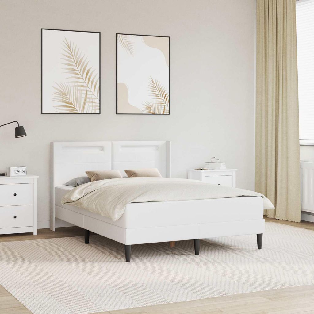 Maison Exclusive - Bettgestell mit Matratze Weiß 120 x 200 cm Kunstleder