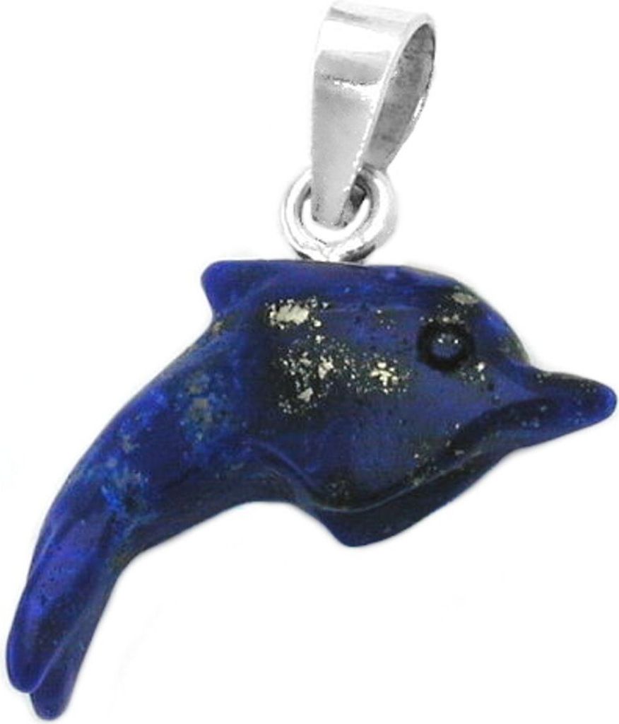 Anhänger Delfin aus Lapis Lazuli gefärbt 925 Silber 20x12x5mm Silberanhänger