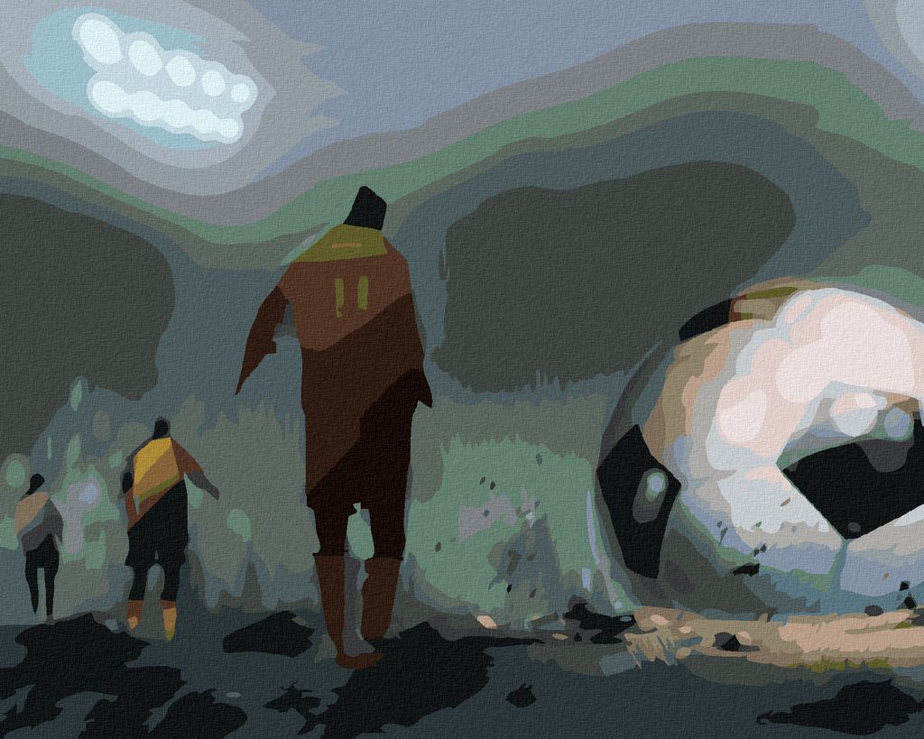 Zuty - Malen nach Zahlen - MITTERNACHTSFUSSBALL IM STADION, 40x50 cm, ohne Keilrahmen