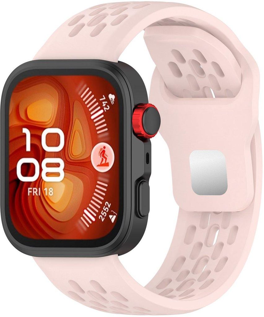 FFO2World Sport-Silikonarmband für Huawei Watch Fit 4 Pro/4/3 – Atmungsaktiv, bequem und leicht – Rosa