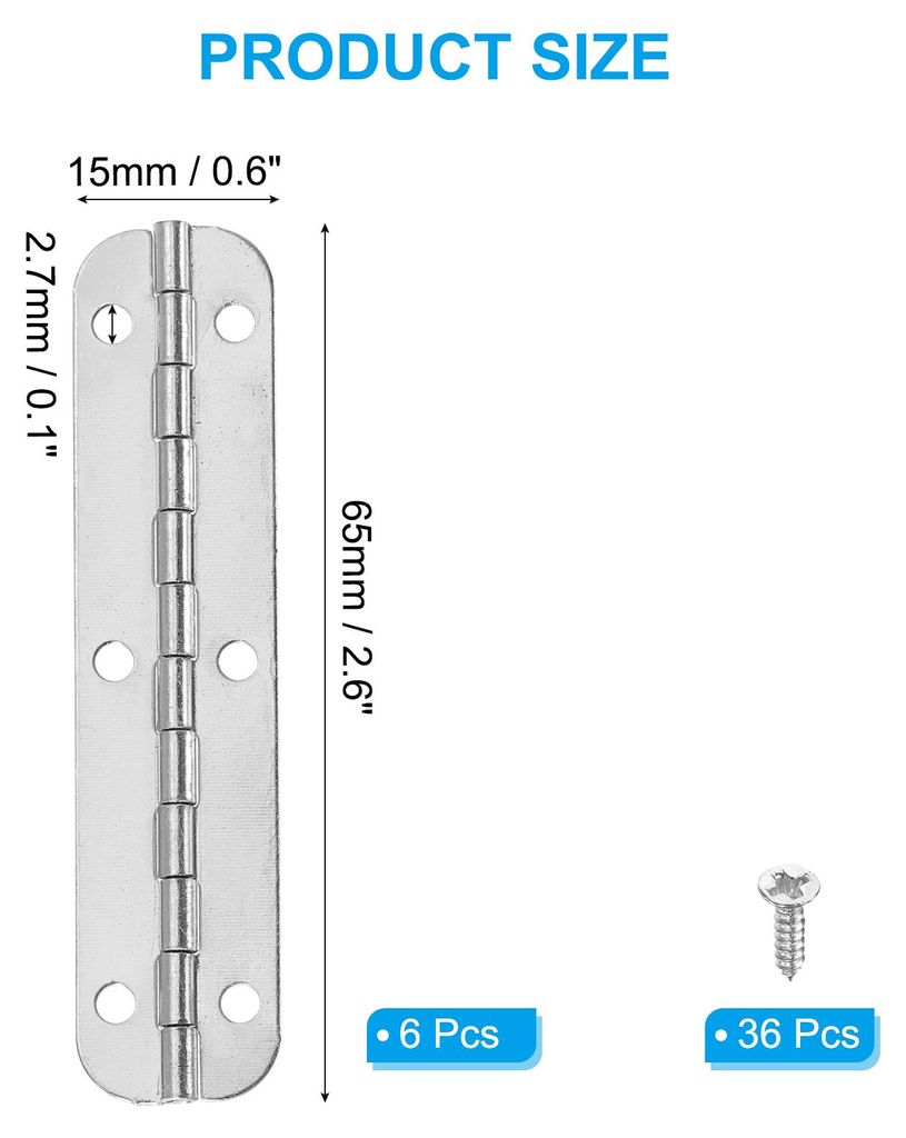 6 Stš¹ck Mini Scharniere Klappbar 180 Grad, 65x15mm Metall Scharnier Steckverbinder mit Schrauben, Kleine Klappscharniere Silber Tš¹rscharniere...