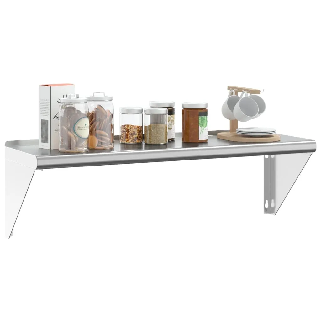 Scaffale Parete Acciaio Inox 100x30x31 cm Argento | Design Industriale - 4