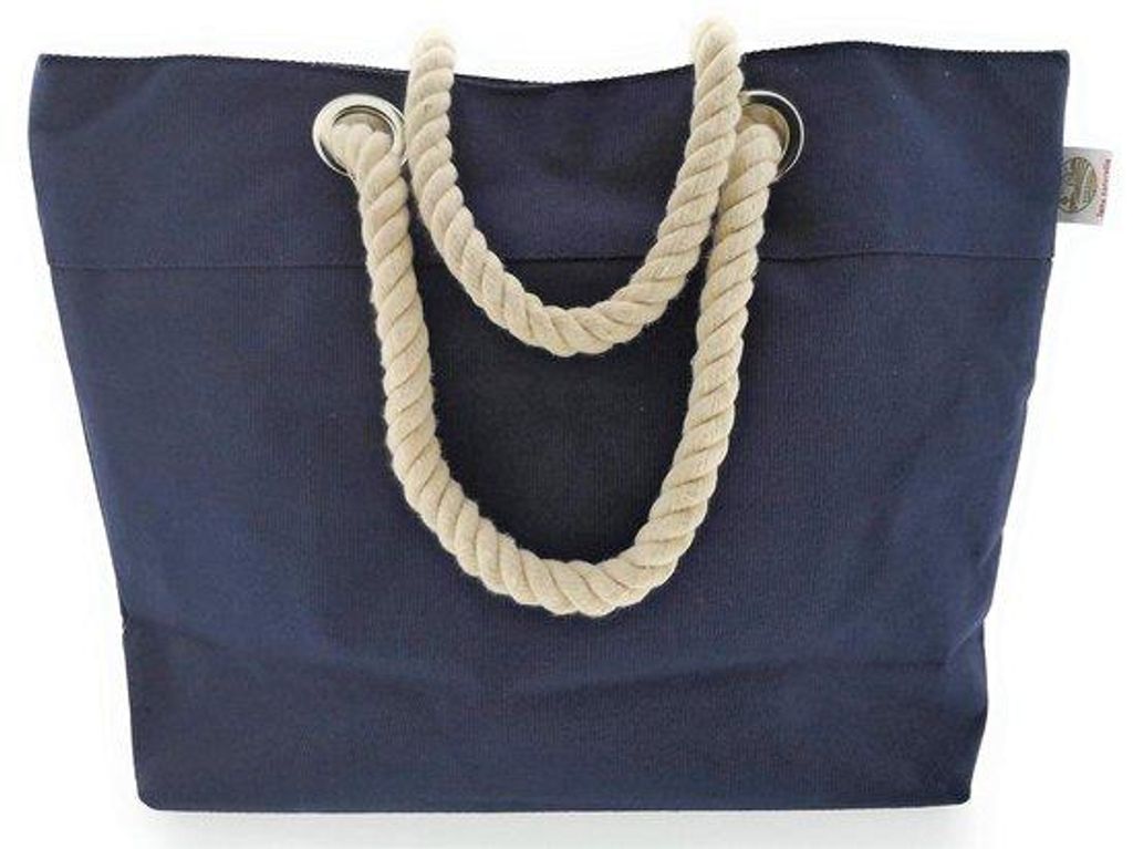 Große Strandtasche in Blau - XL-Größe - hochwertiger Schultergurt mit Seilgriff und Innentasche - 54 x 37 x 17 cm - Strand- und Einkaufstasche