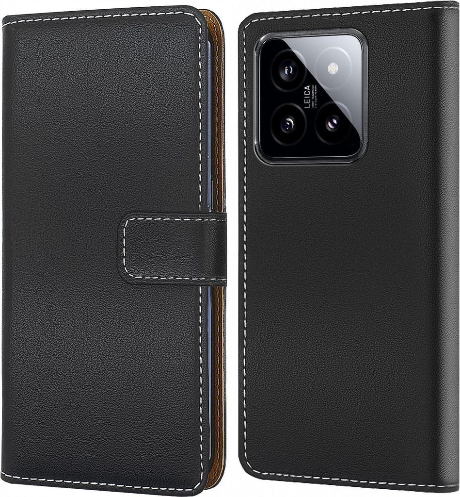 Handy Tasche für Xiaomi 14 Schutzhülle Bookstyle Etui Klapphülle Wallet Flip Cover Case Schwarz