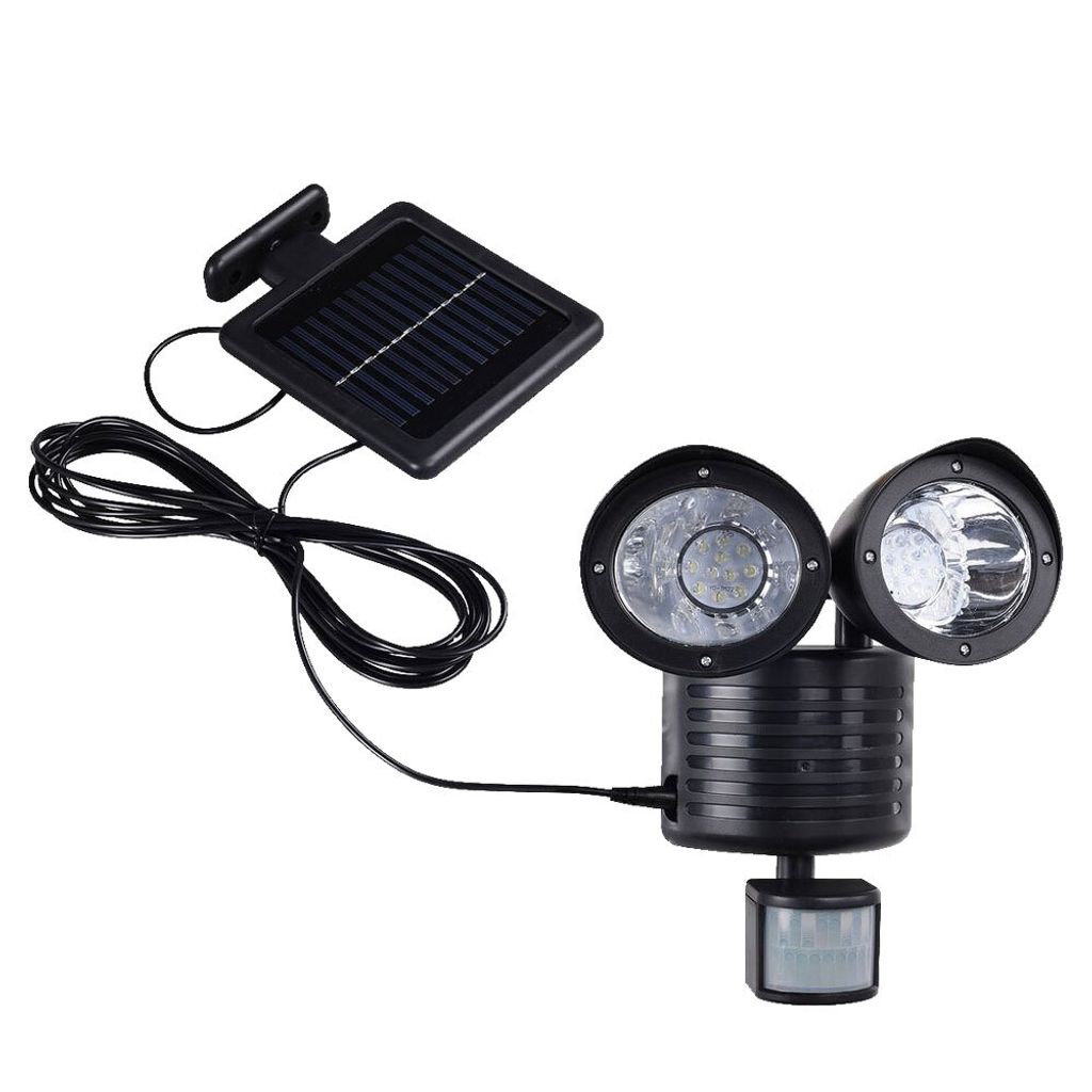 LED Solar Wandleuchte, Bewegungsmelder, schwenkbar, schwarz Produktbild 