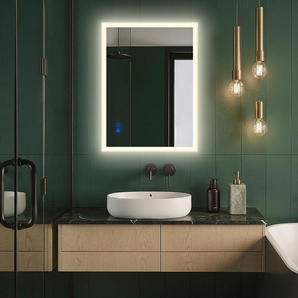 ARTFORMA LED Badspiegel rechteckig 80x60 cm rahmenlos mit Produktbild 