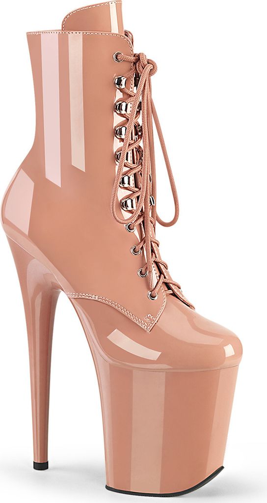 FLAMINGO-1020 Damen Booties von Pleaser, Beige Lack , EU 44, US 14