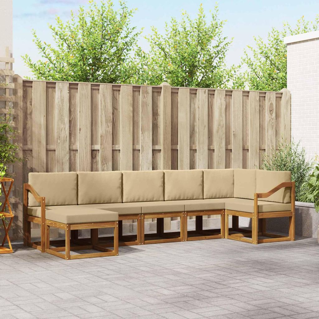 "Summerschlussverkauf"Outdoor-Sofagarnitur - CLORIS - Balkonmöbe/Sitzgruppe - mit Kissen 7 pcs - Moderne Design - Natur und Beige - Gartensofas DE...