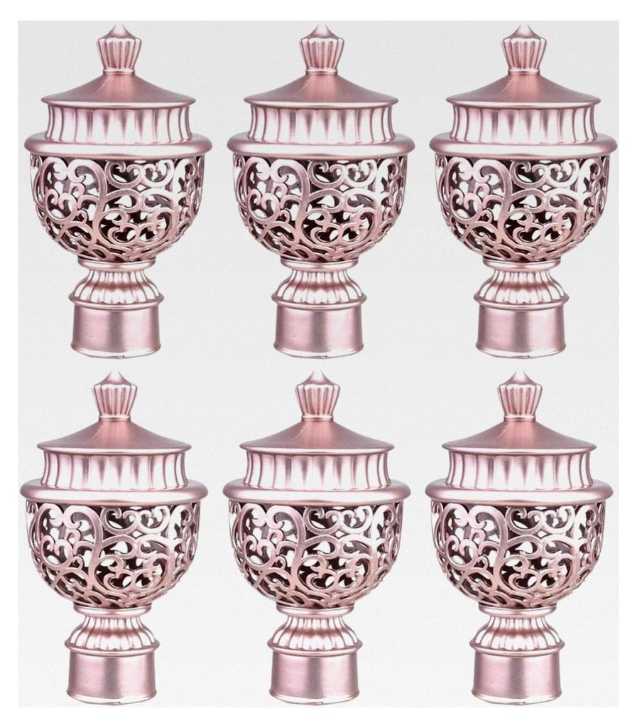 Endkappen für Gardinenstangen 6 Stück Kunststoff für 26–28mm Stangen Hohles Vintage Design Goldfarben