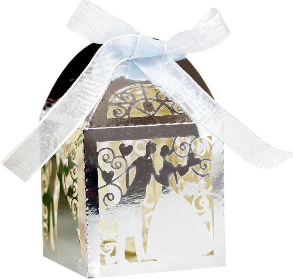 50 Pack Laser Cut Sweet Couple Wedding Favor Boxen, Party Favor Box, Kleine Geschenk-Boxen, Valentinstag Süßigkeiten-Boxen Mit Bändern