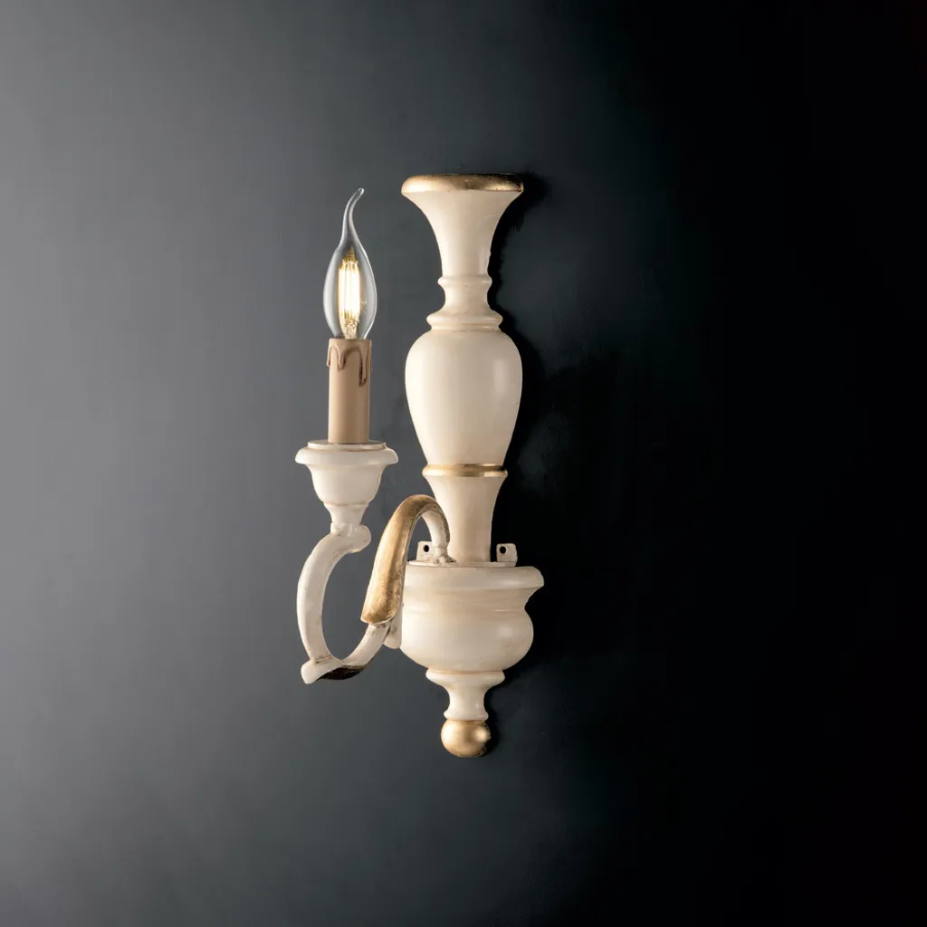 Applique en bois sculpté Fiorenza feuille d'or 12cm design artistique