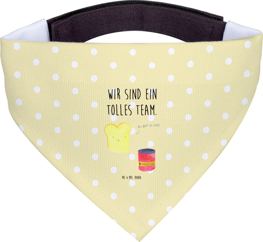 Mr. & Mrs. Panda Hunde Halstuch Toast Marmelade - Gelb Pastell - Geschenk, Brot, Lustige Sprüche, Toastbrot, Für, Hund, Dreamteam, Tuch, Hundehal...