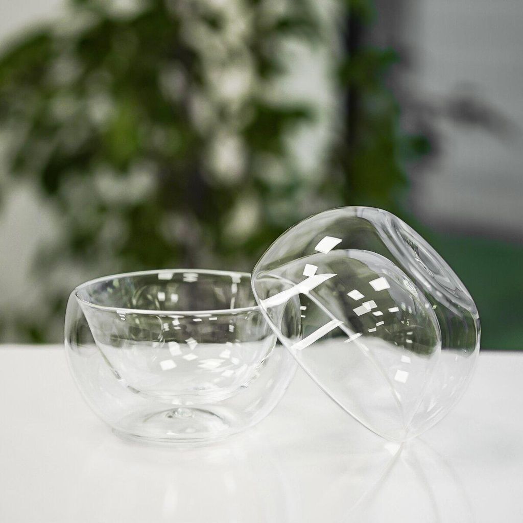 Doppelwandige Dessertschalen 2er Set. aus Glas im eleganten