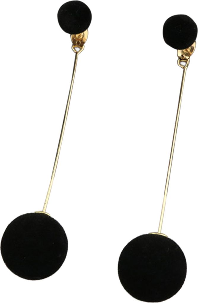 Elegante Kette Pelz Ball lange baumeln Ohrring Frauen Eardrop Ohrringe Schmuck Geschenk-Schwarz