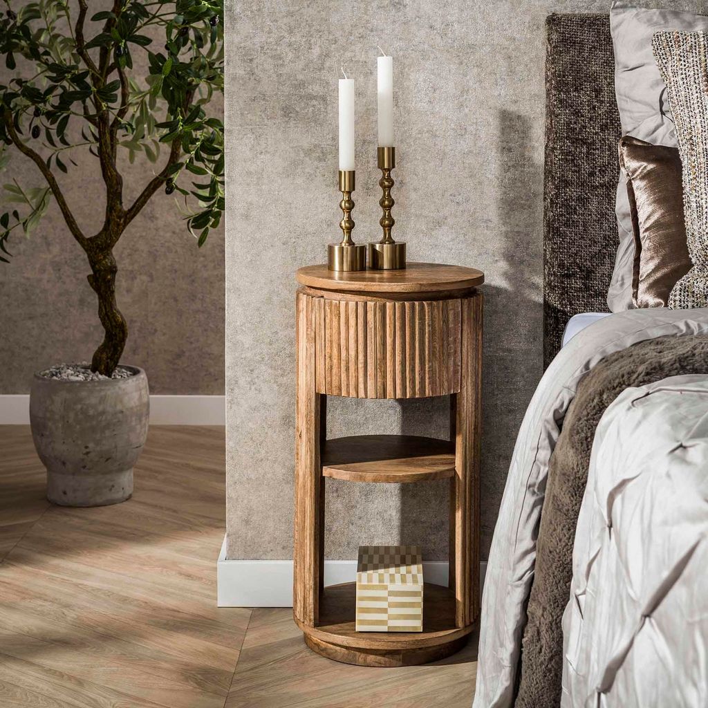 Hoyz Collection - Wave XS Runder Nachttisch mit 1 Schublade Produktbild 