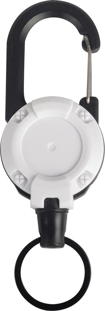 1/4-teiliger einziehbarer Schlüsselanhänger mit 60 cm Stahlkordel, robuster Karabiner, Ausweishalter, ausziehbar, für Camping und Wandern, häng...