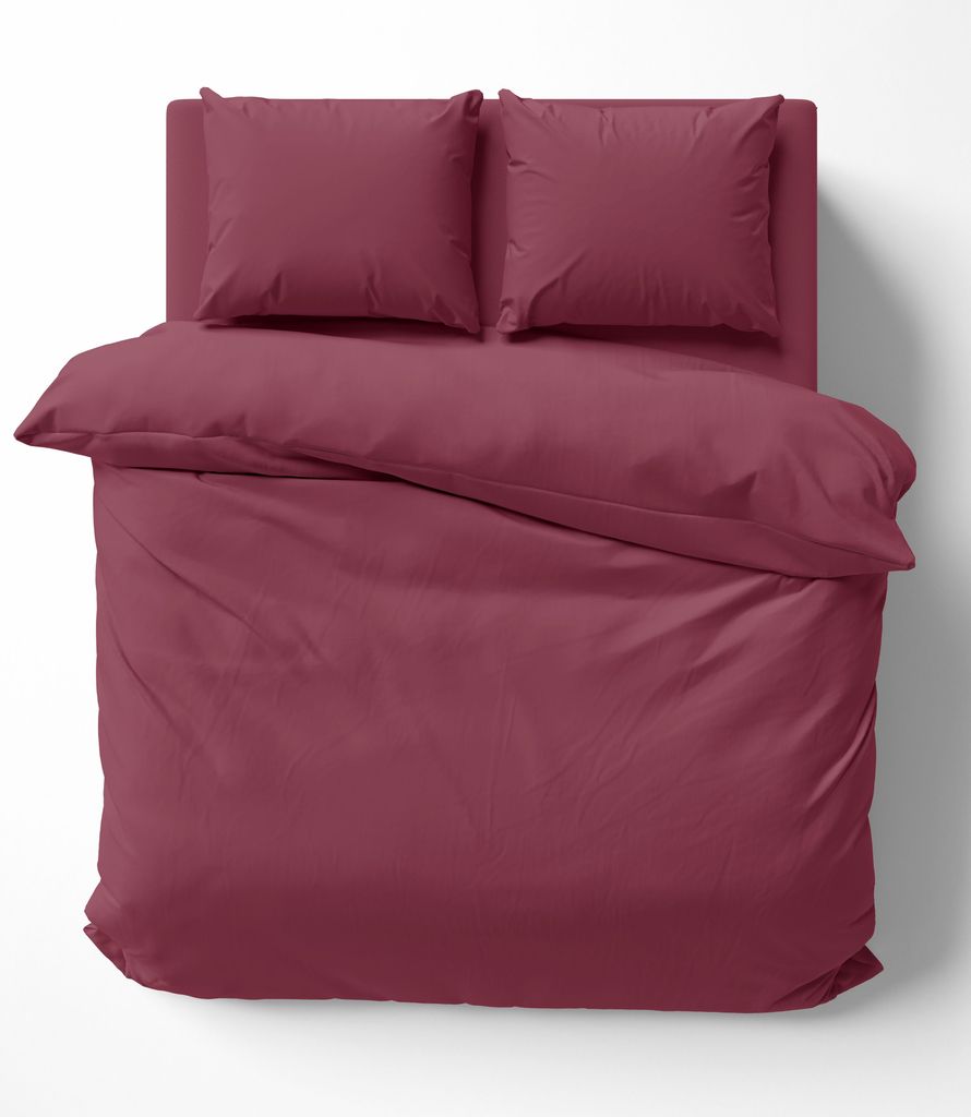 Uni Bettwäsche 240x220 cm bordeaux Doppelbett Einfarbig Renforce Baumwolle