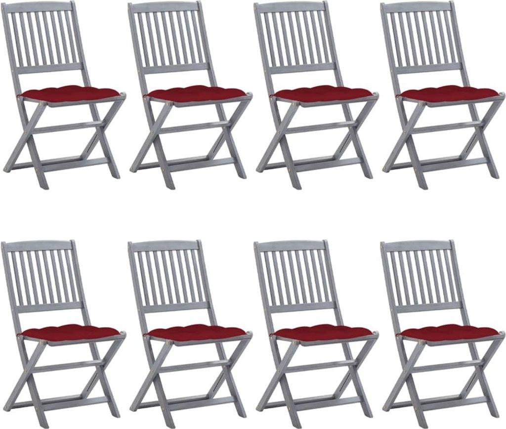 Klappbare Gartenstühle 8 Stk. mit Kissen Massivholz Akazie