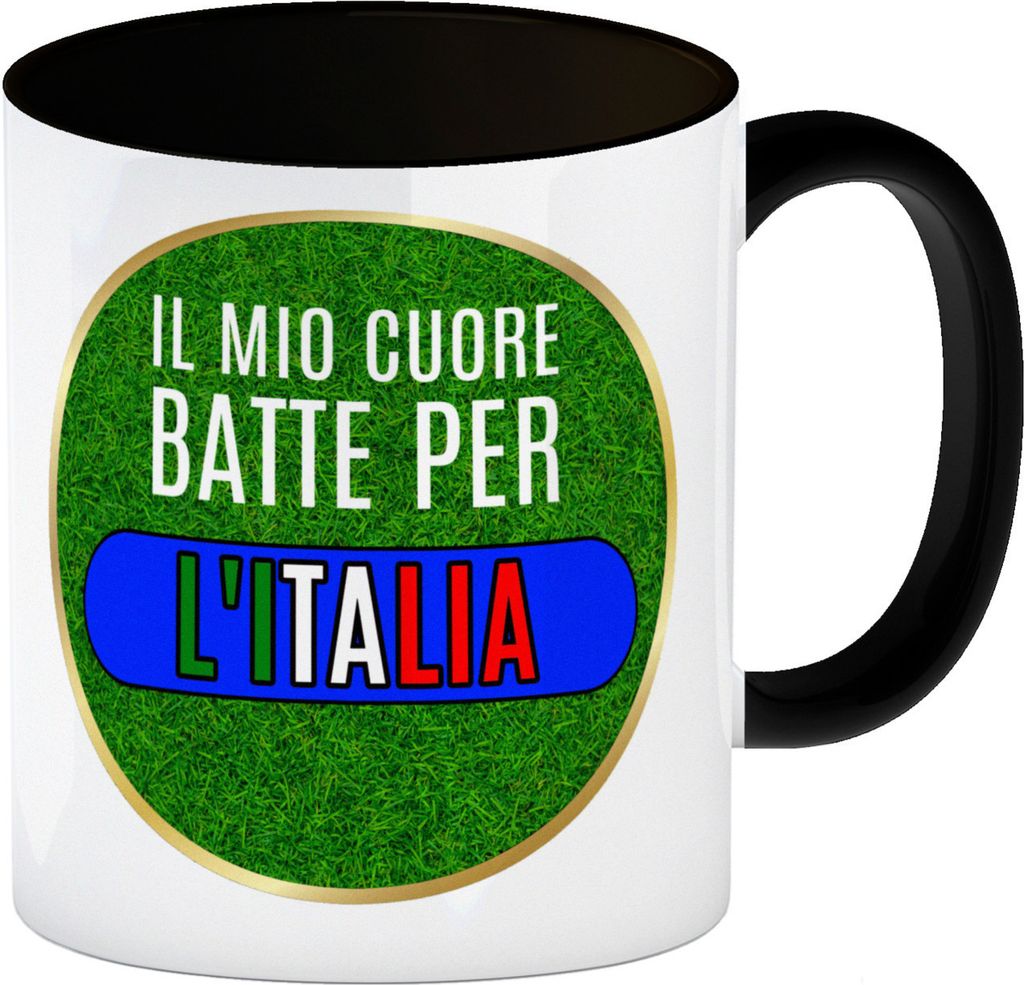 Il mio cuore batte per L'Italia Kaffeebecher Schwarz Calcio regiert dein Leben?
