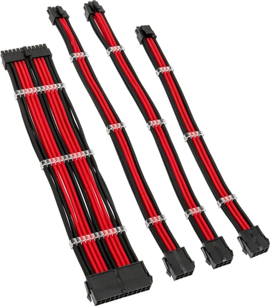 Rallonge Câble Alimentation PC Tressée Rouge et Noir pour Gaming Setup - 2