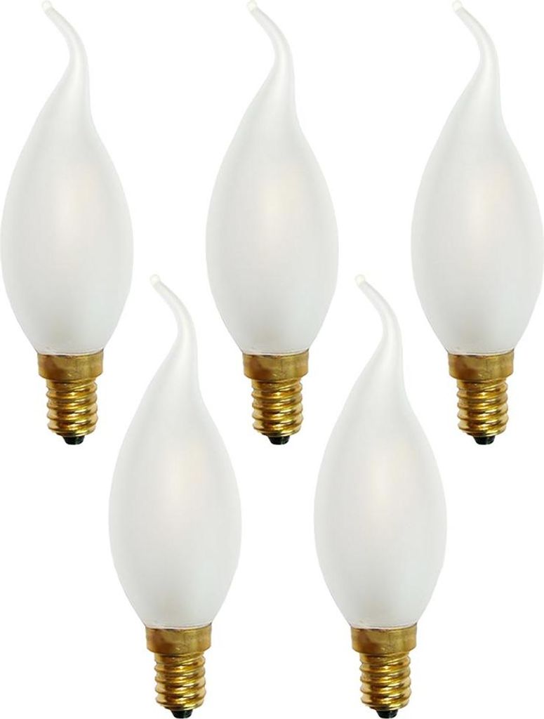 5 x LED Filament Windstoß Kerze 2W = 25W E14 MATT 249lm Leuchtmittel extra warmweiß 2200K