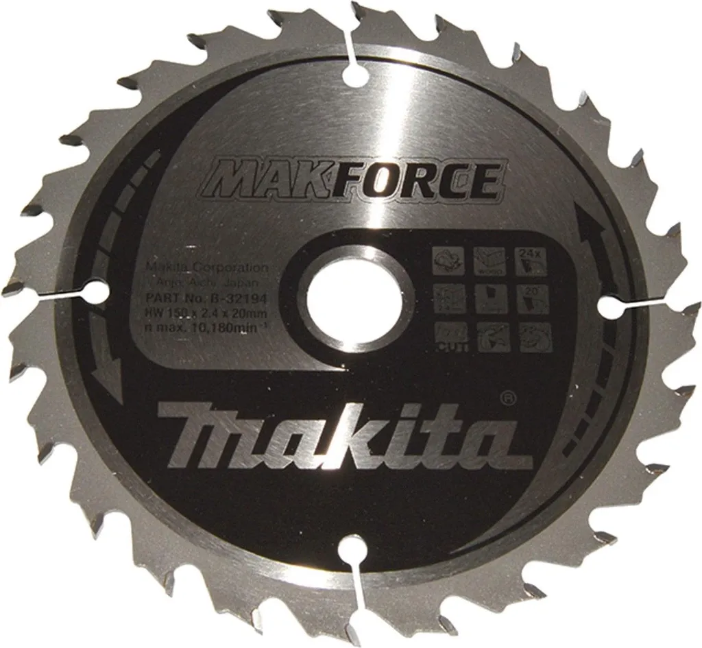 Lama Makita Makforce 150x20mm 24 Denti B-32194 - Taglio Legno Rapido