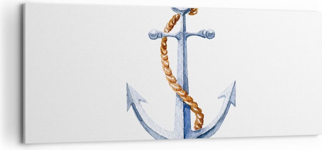 Bild auf Leinwand - Leinwandbild - Anker Seil Segeln Meer - 100x40cm - Wand Bild - Wanddeko - Leinwanddruck - Bilder - Kunstdruck - Wanddekoration ...