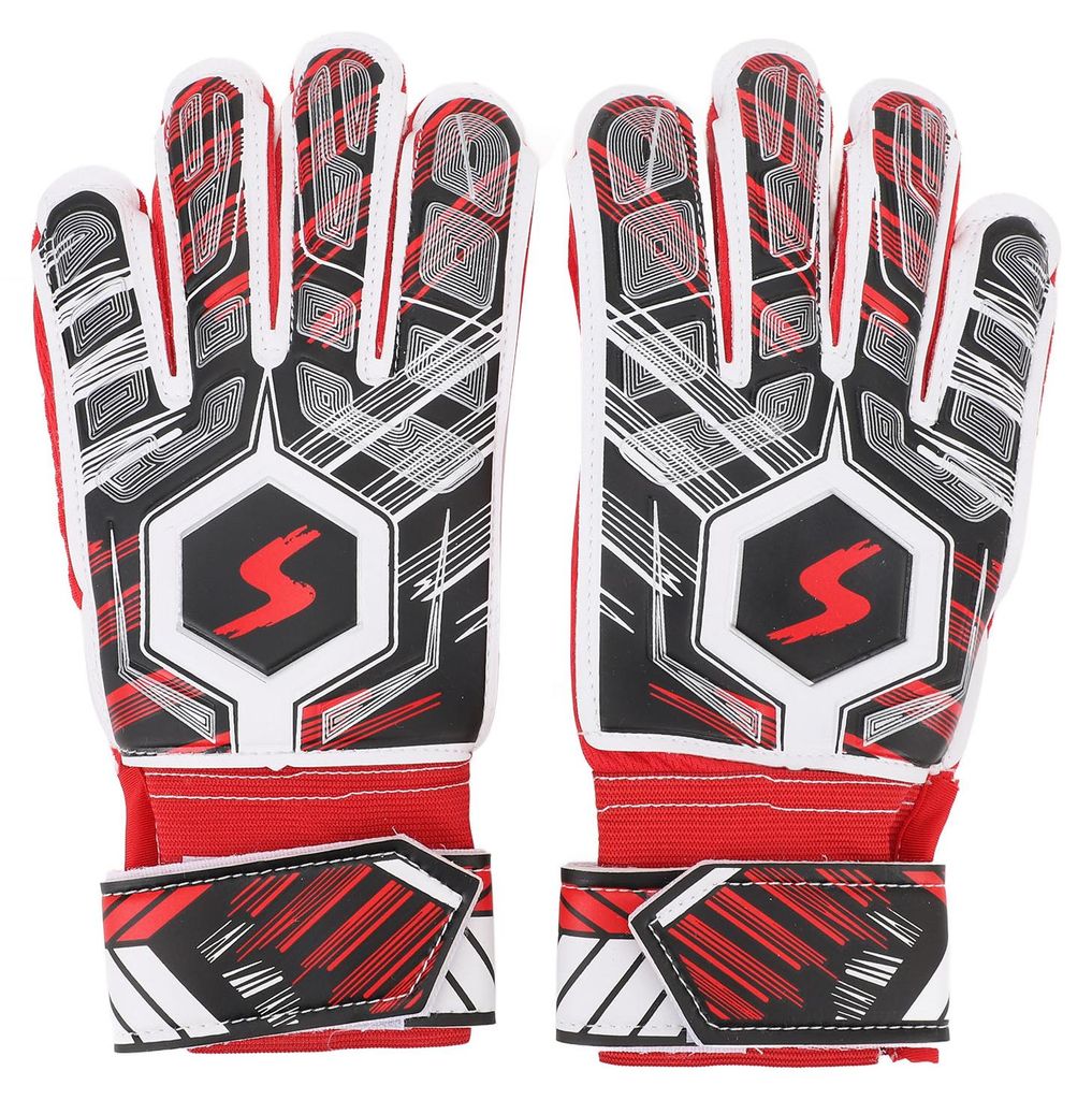 1 Paar Kinder-Fußballhandschuhe, Latex, Kollisionsfestigkeit, Fußball-Torwart für Grip, Fingerschutz, Rot, Größe 5