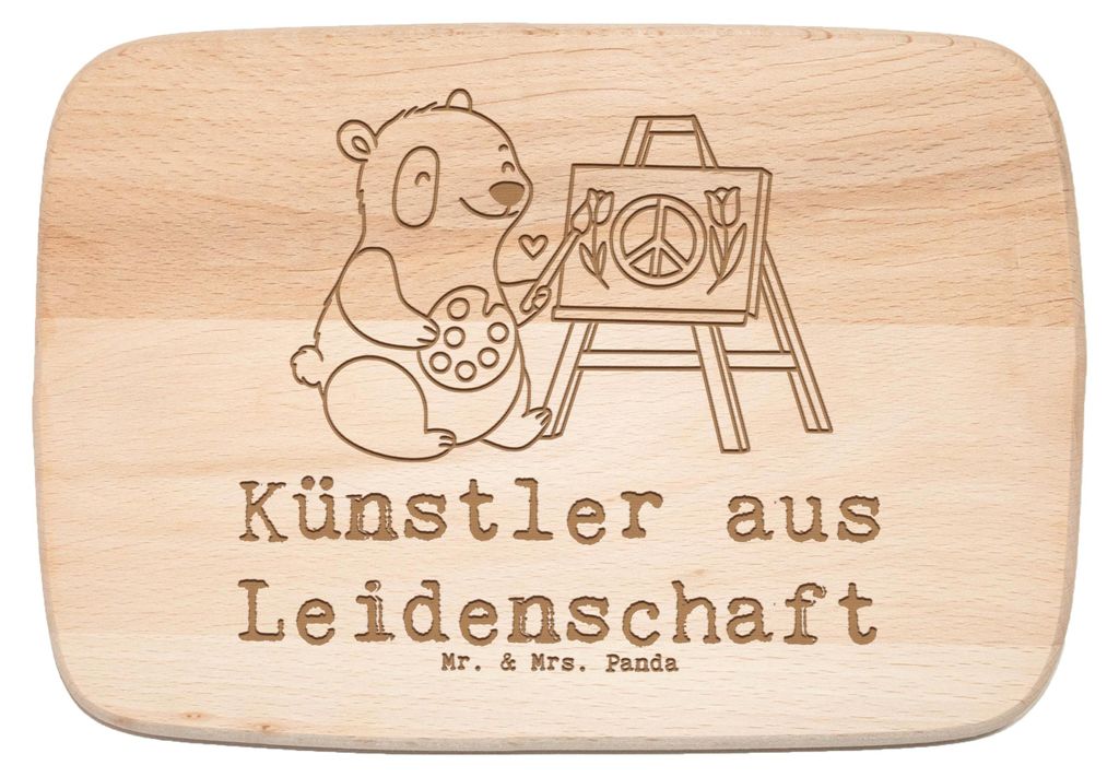 Mr. & Mrs. Panda Schneidebrett Holz Künstler Leidenschaft - Transparent - Geschenk, Kunstschule, Frühstücksbrett, Holzbrett, Frühstücksbrettch...