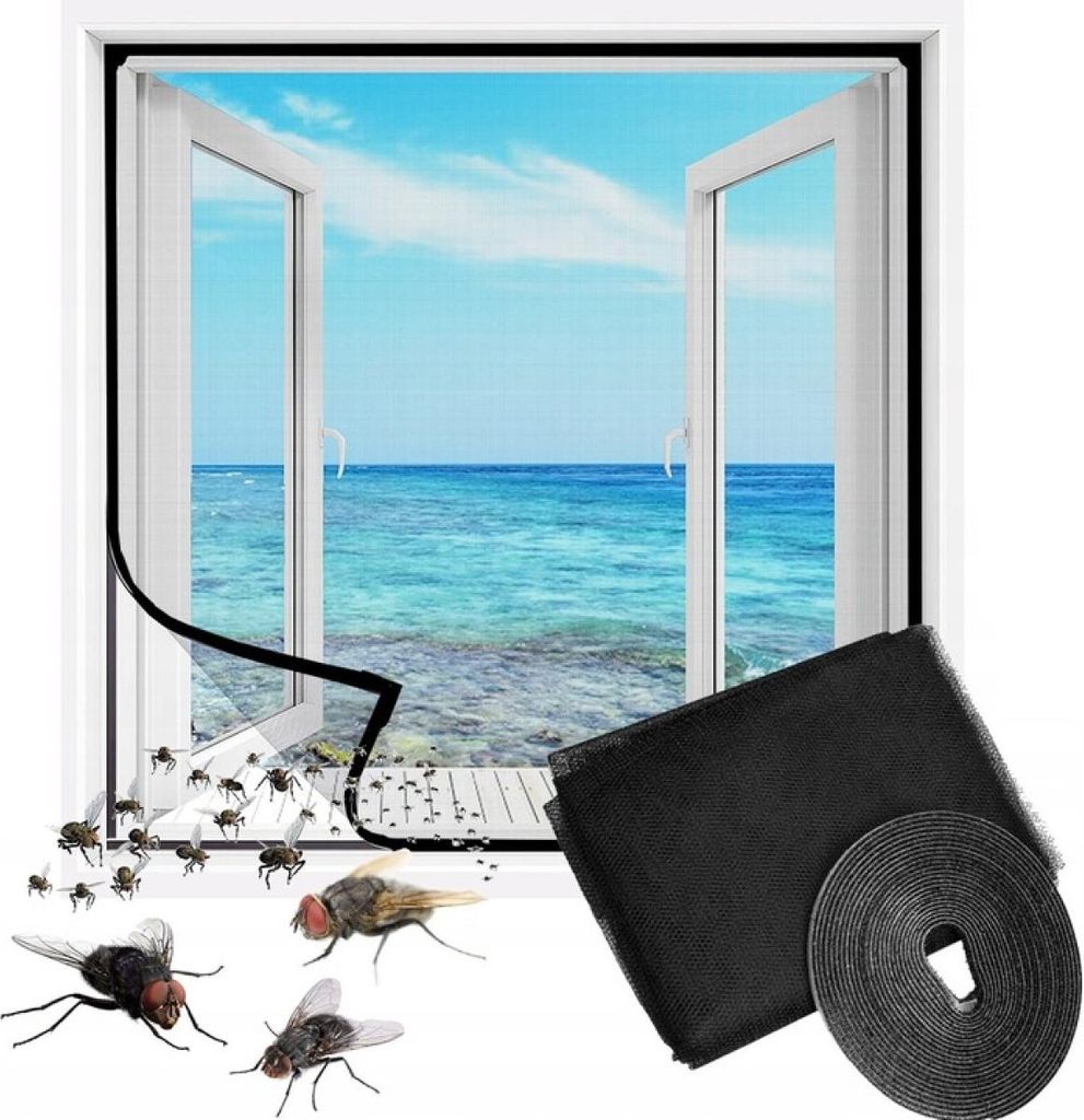 Moskitonetz Fenster-Insektenschutz 150X180 + Rpe Schwarz Moskitoschutz