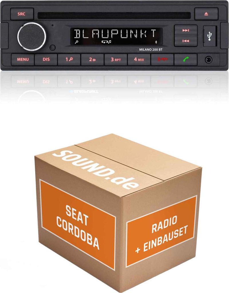 Autoradio Blaupunkt Milano 200 BT passend für Seat Cordoba 6L | Bluetooth USB